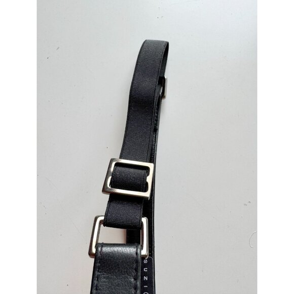SUZI ROHER Black Leather Crystal Buckle Elastic Stretch Belt, Size XL - Picture 6 of 9